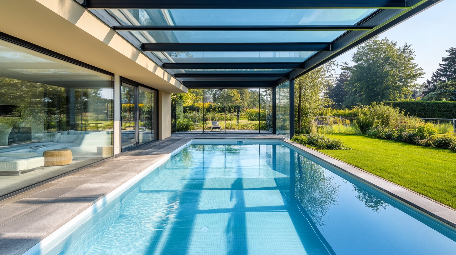 Abri de piscine bas — installation professionnelle